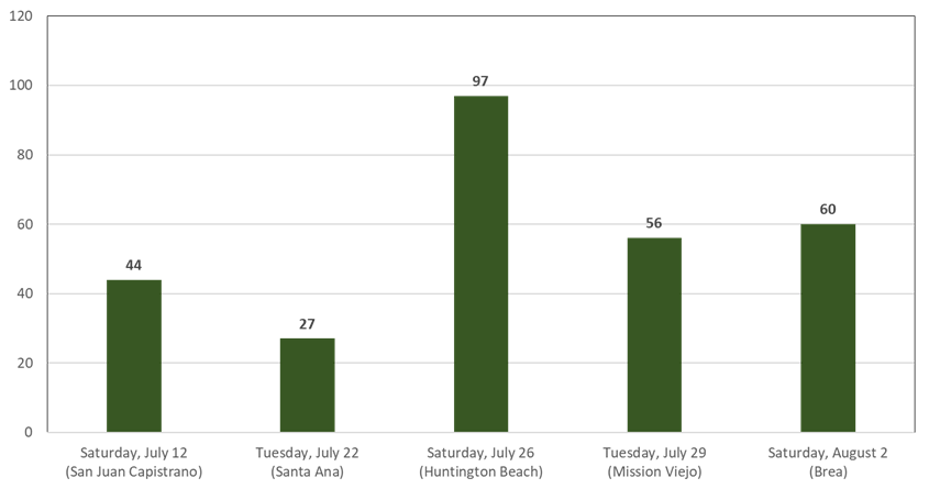 Graph showing turnout at workshops.